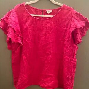 BiBi Women's Hot Pink Ruffle Sleeve Blouse